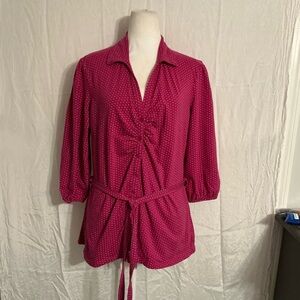 Cato Magenta Blouse with Tie Front